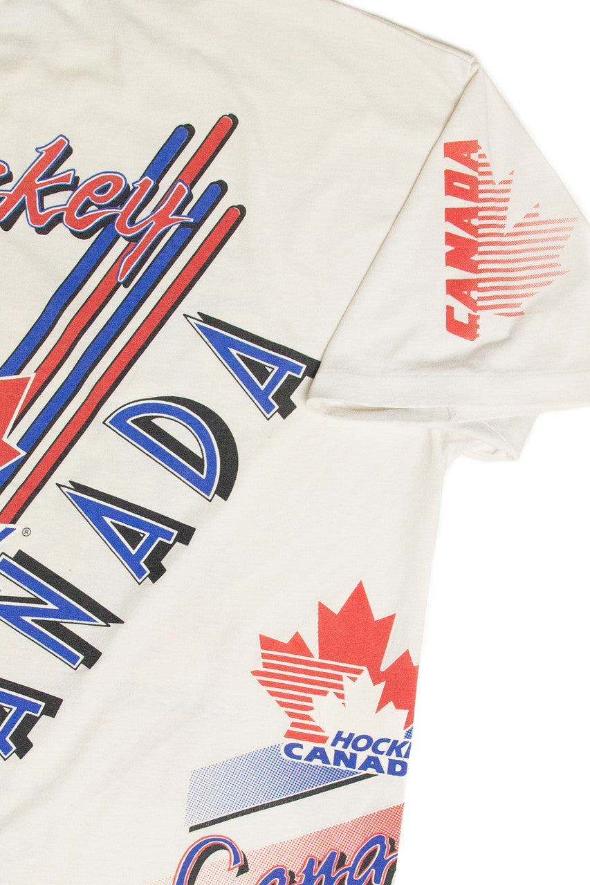 Vintage Canada Hockey All Over Print T-Shirt (1992)