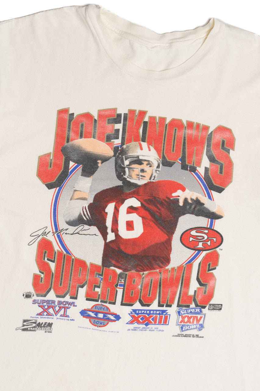 Vintage Joe Montana "Joe Knows Super Bowls" SF 49ers T-Shirt