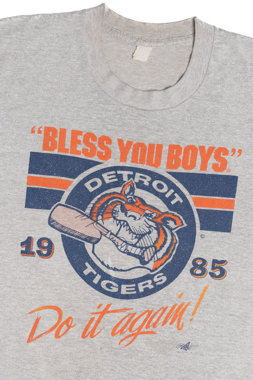 Vintage 1985 Detroit Tigers "Bless You Boys! Do It Again!" MLB T-Shirt