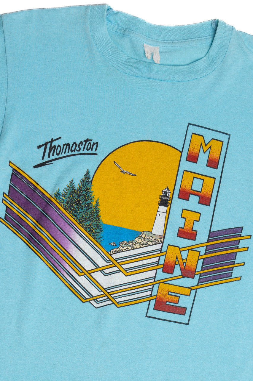 Vintage "Thomaston Maine" Lighthouse Sunset T-Shirt