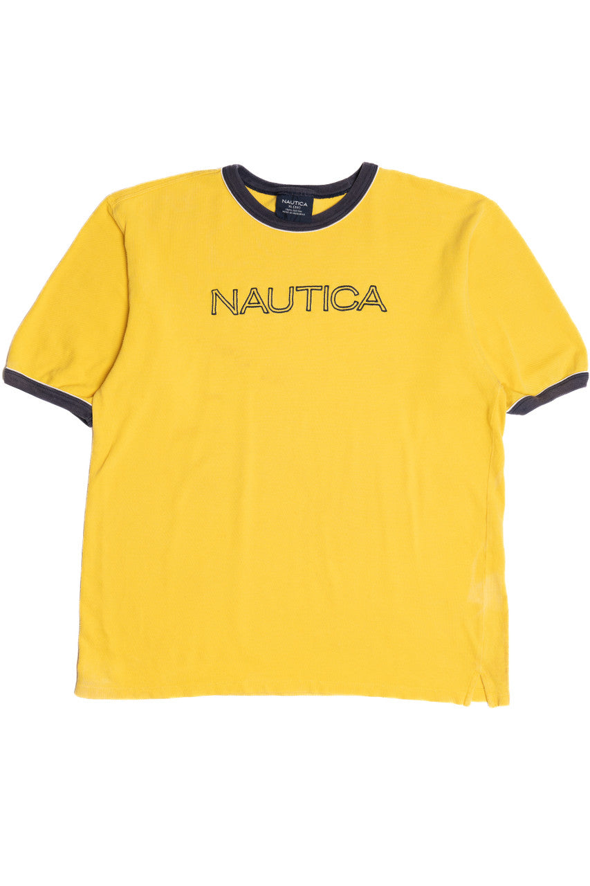 Vintage Nautica Embroidered Logo Ringer T-Shirt