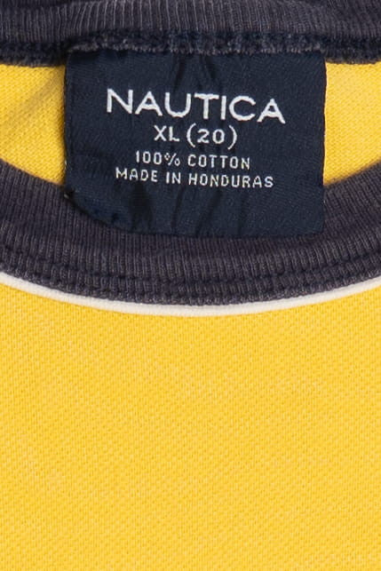 Vintage Nautica Embroidered Logo Ringer T-Shirt