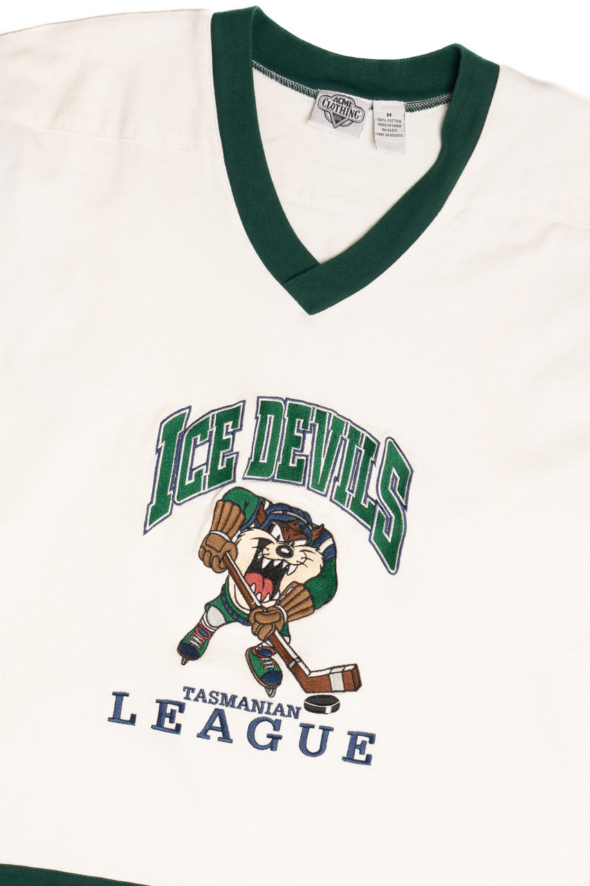 Vintage "Ice Devils" Taz Looney Tunes Hockey Long Sleeve T-Shirt