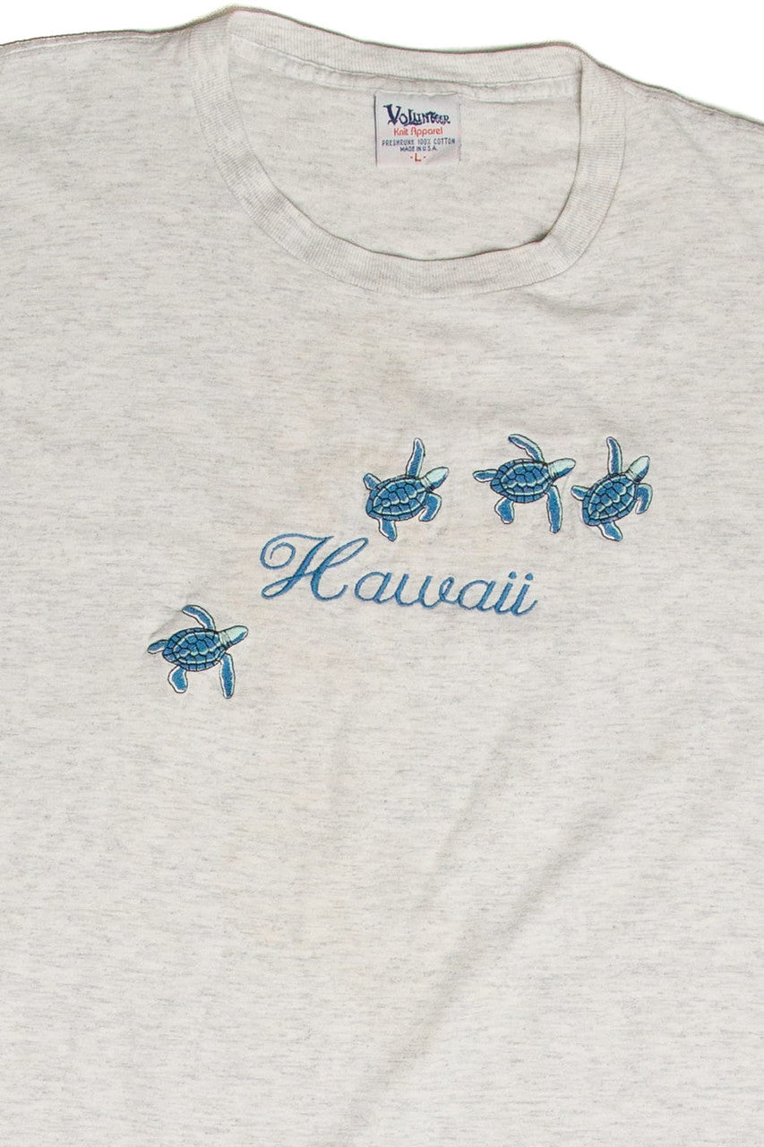 Vintage Hawaii Turtle Embroidery T-Shirt