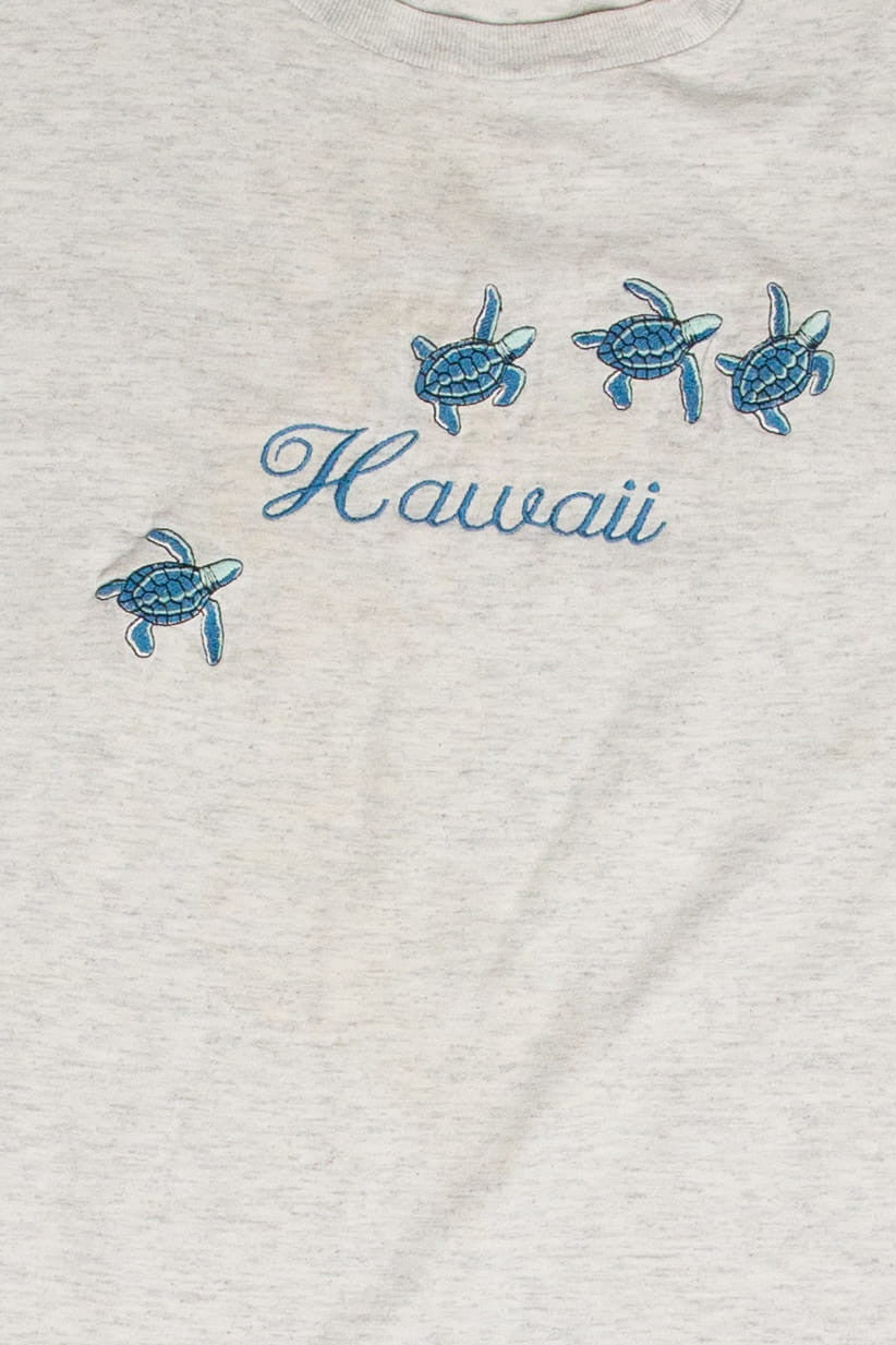 Vintage Hawaii Turtle Embroidery T-Shirt