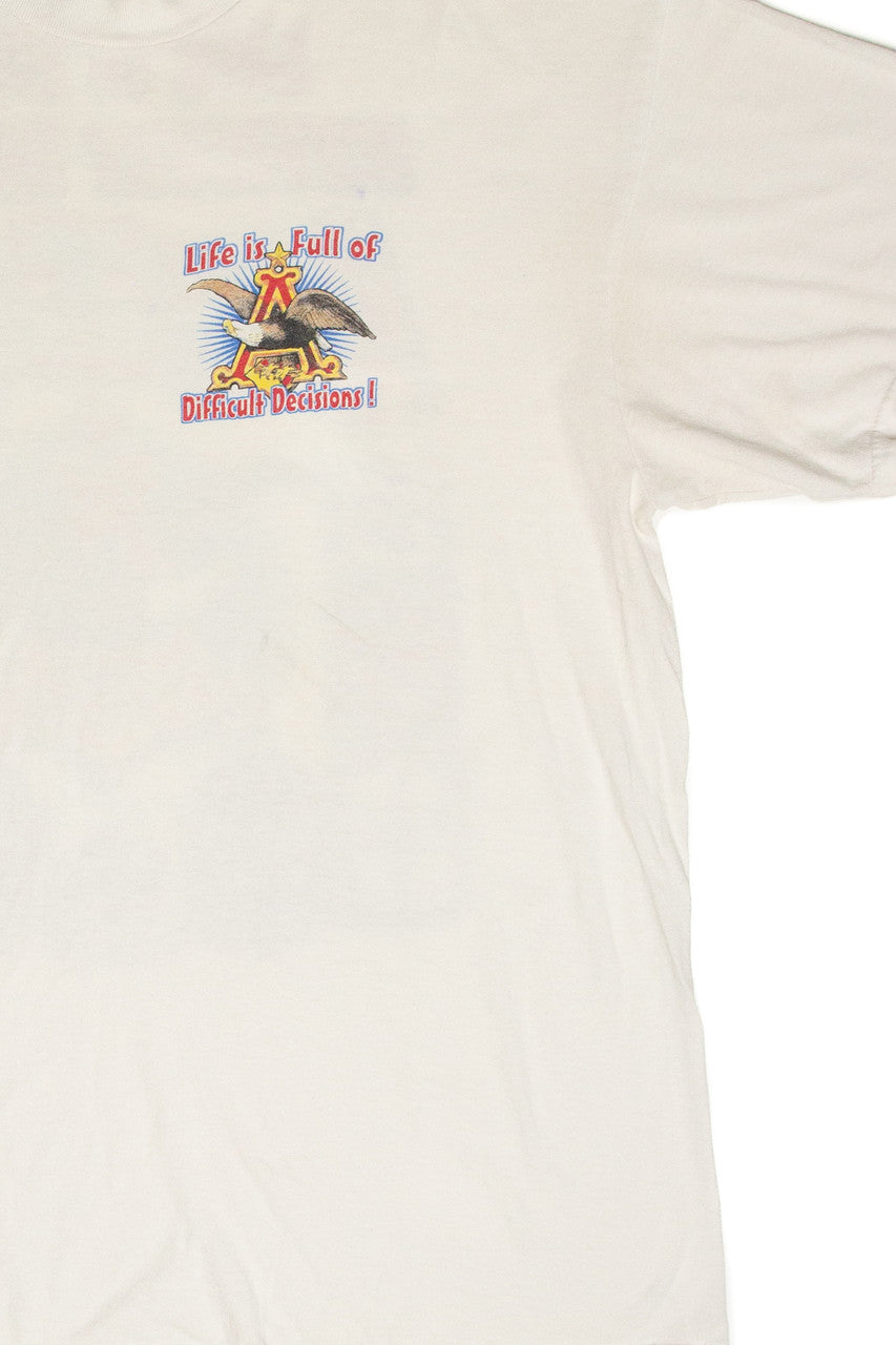 Vintage Anheuser-Busch Difficult Decisions T-Shirt (1990)