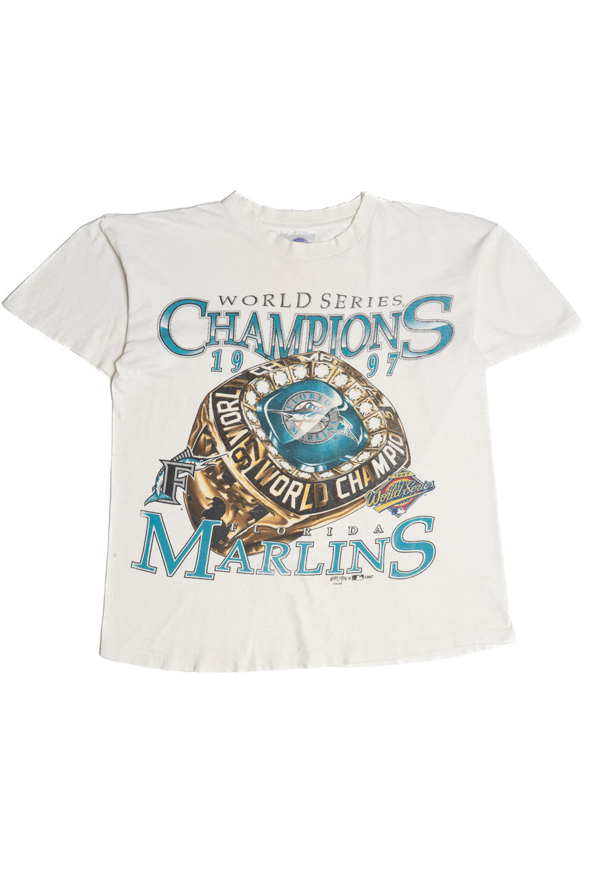 Vintage 1997 "World Series Champions Florida Marlins" Distressed T-Shirt