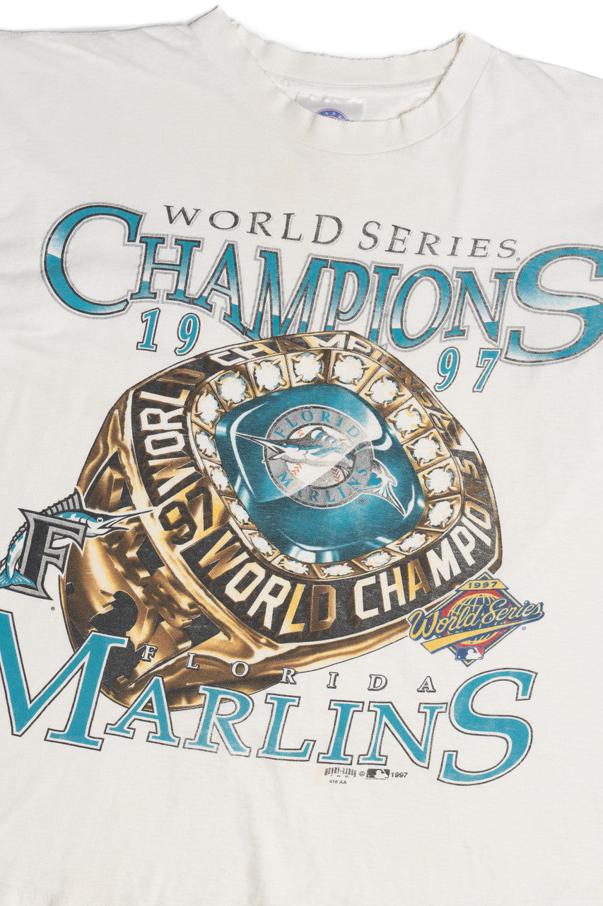 Vintage 1997 "World Series Champions Florida Marlins" Distressed T-Shirt