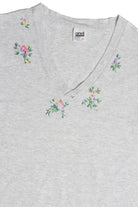 Vintage Hand Painted Floral Border V-Neck T-Shirt