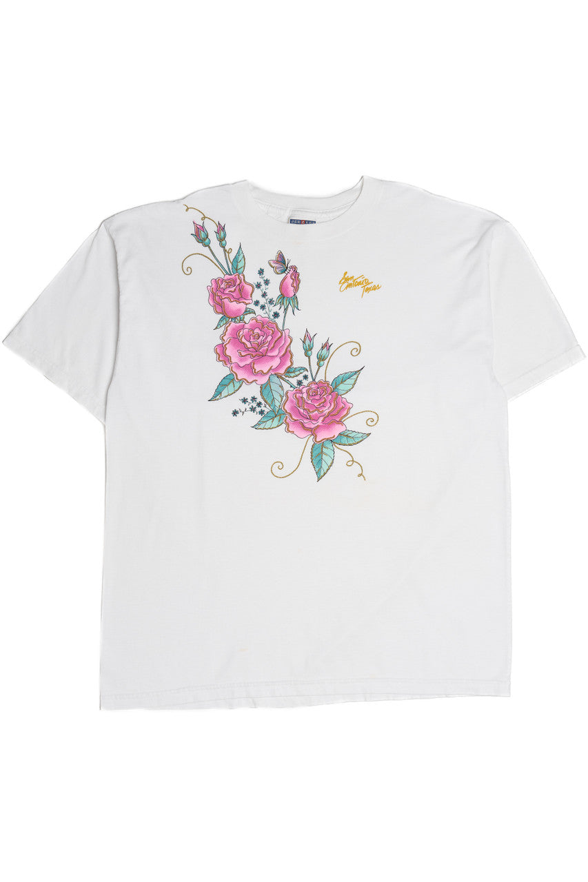 Vintage "San Antonio Texas" Roses & Butterfly T-Shirt