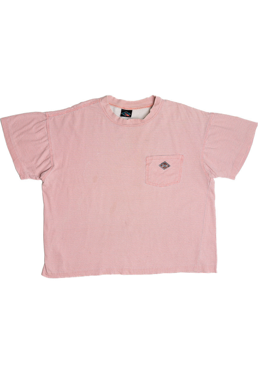 Vintage Distressed Gotcha Thin Striped Pocket T-Shirt