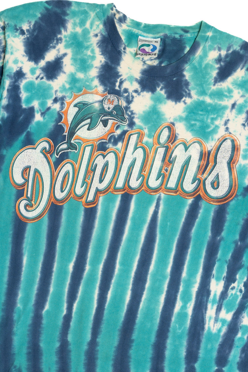 Vintage Miami Dolphins Liquid Blue Tie Dye T-Shirt