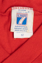 Vintage Brown University Football V-Neck Striped Sleeve T-Shirt (1980s)
