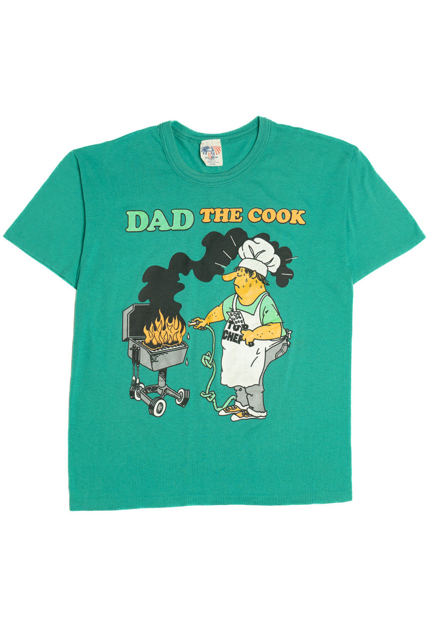 Vintage "Dad The Cook" Barbecue Gone Wrong Humor T-Shirt