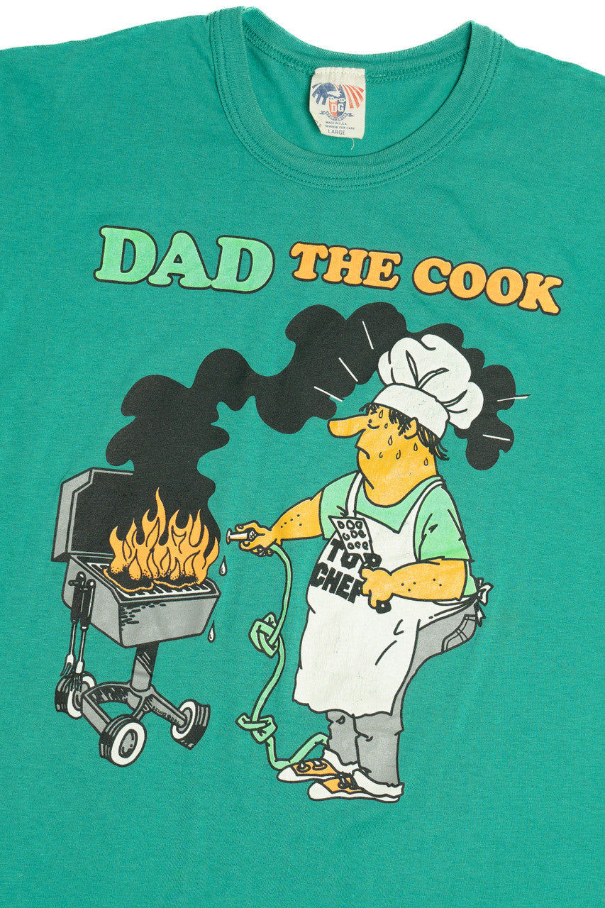 Vintage "Dad The Cook" Barbecue Gone Wrong Humor T-Shirt
