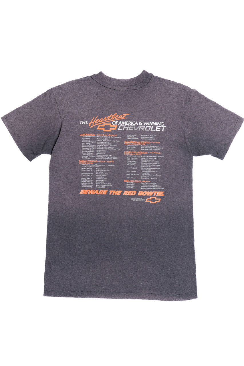 Vintage 1989 Chevrolet "The Heartbeat Of America" "Red Is For Racing" Racing Stats T-Shirt