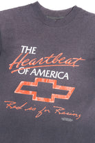 Vintage 1989 Chevrolet "The Heartbeat Of America" "Red Is For Racing" Racing Stats T-Shirt