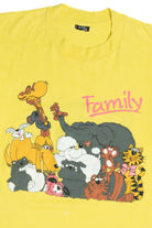 Vintage "Family" Embossed Cartoon Animals T-Shirt