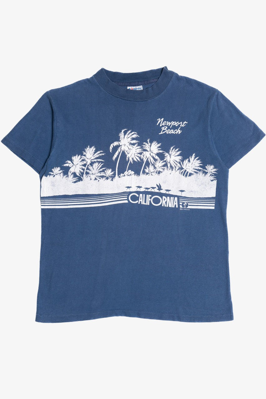 Vintage 1981 Newport Beach California Wraparound Palm Tree Print T-Shirt