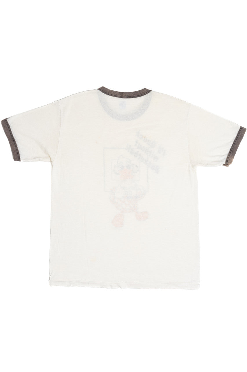 Vintage "I'd Quack Without Basketball" Russell Athletic Ringer T-Shirt (1980s)