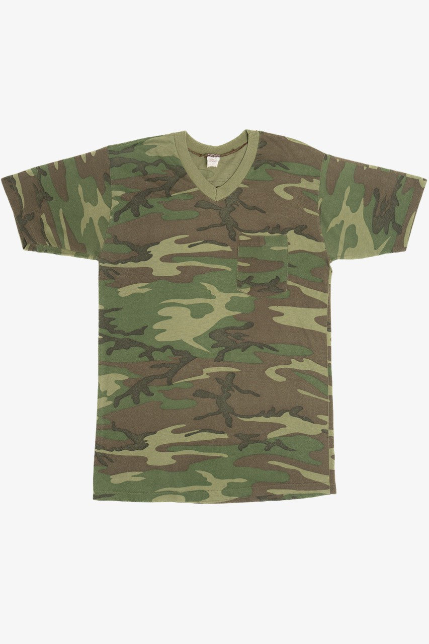 Vintage Camouflage V-Neck Pocket T-Shirt (1980s)