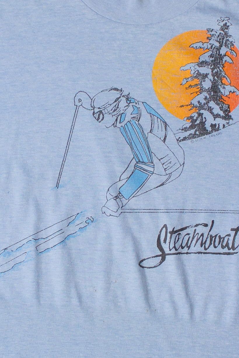Vintage "Steamboat" Skier Graphic T-Shirt (1980s)