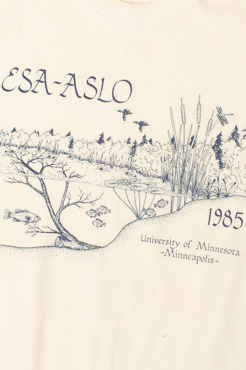 Vintage "ESA-ASLO" University of Minnesota Pond Scene T-Shirt (1985)