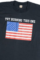 Vintage "Try Burning This One" American Flag T-Shirt (1980s)