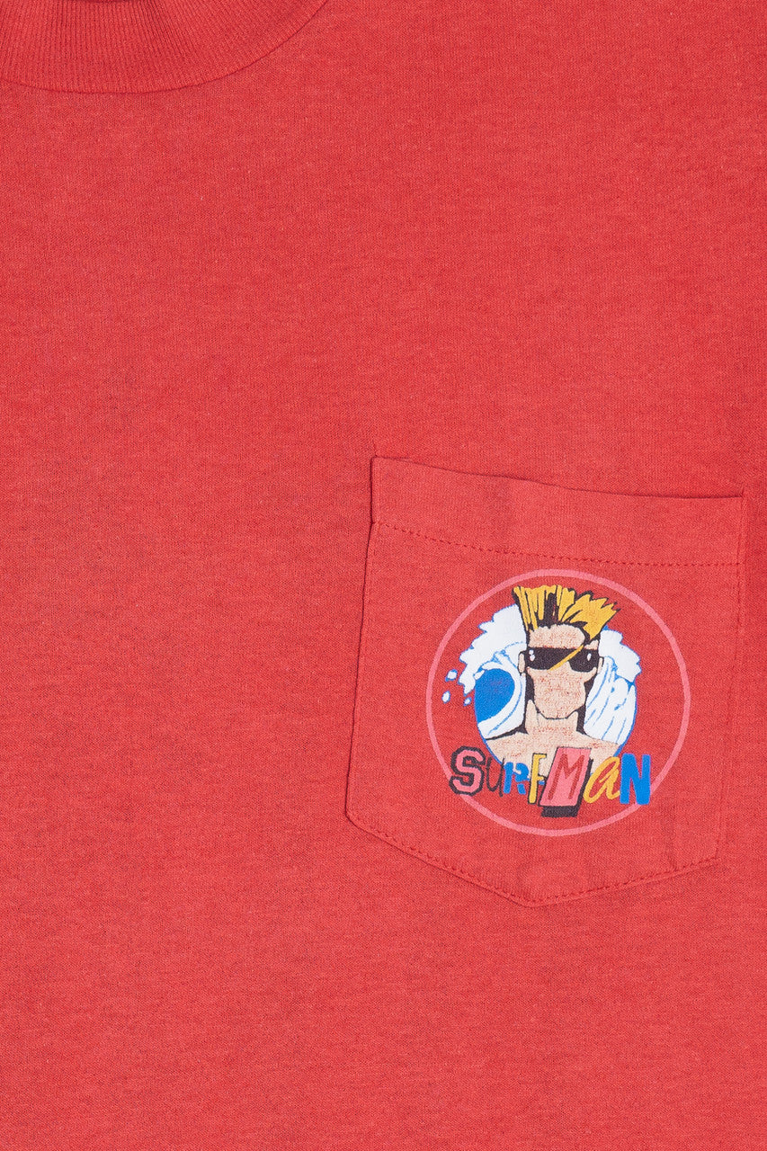 Vintage "S.M.A.R.T." Surf Man Aquatic Riding Team Member Pocket T-Shirt (1980s)