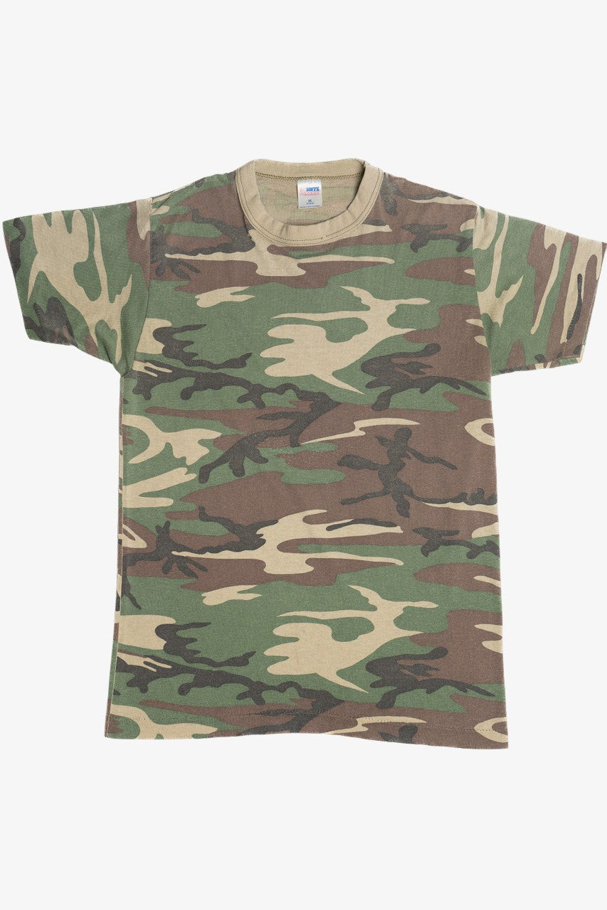 Vintage All Over Camo Print MJ Soffe Company T-Shirt (1980s)