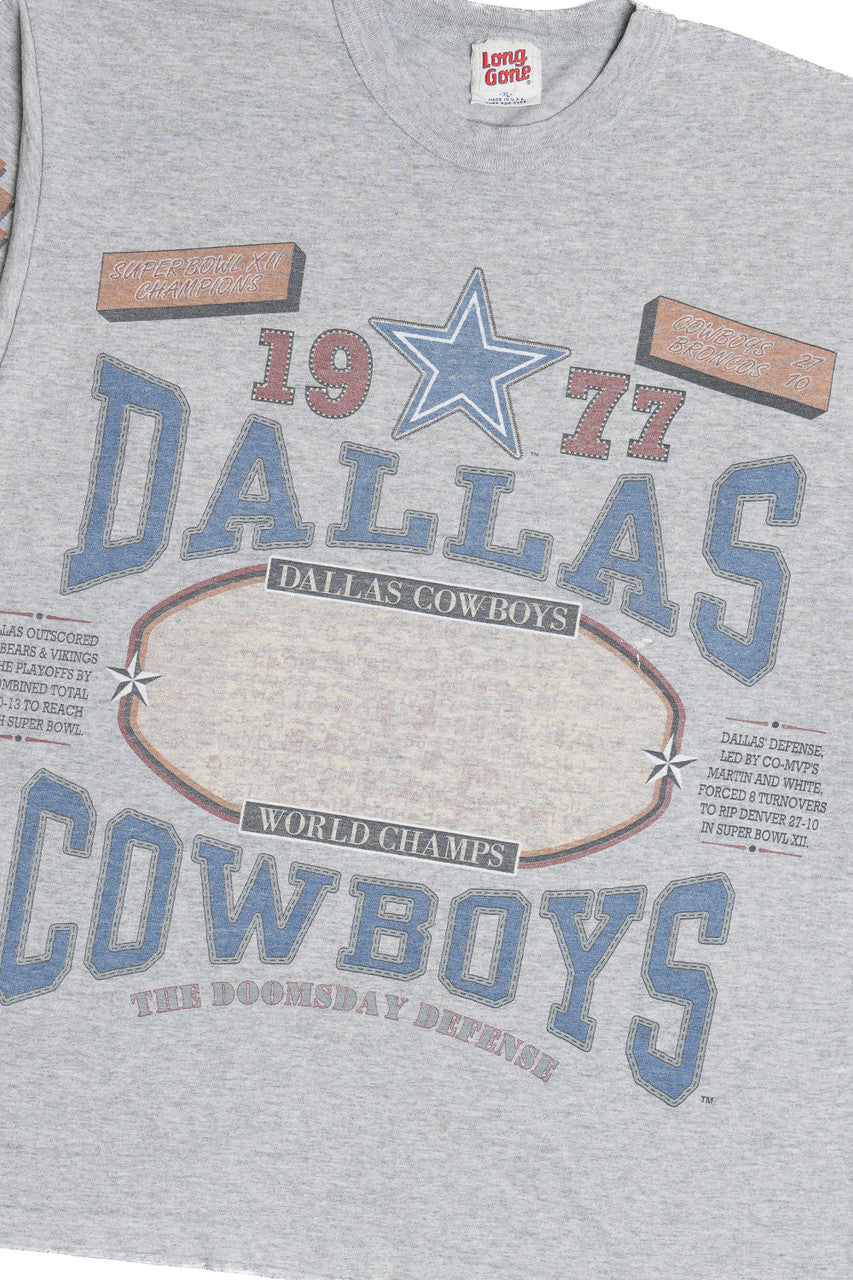 Vintage Dallas Cowboys Football History All Over Print Long Game T-Shirt