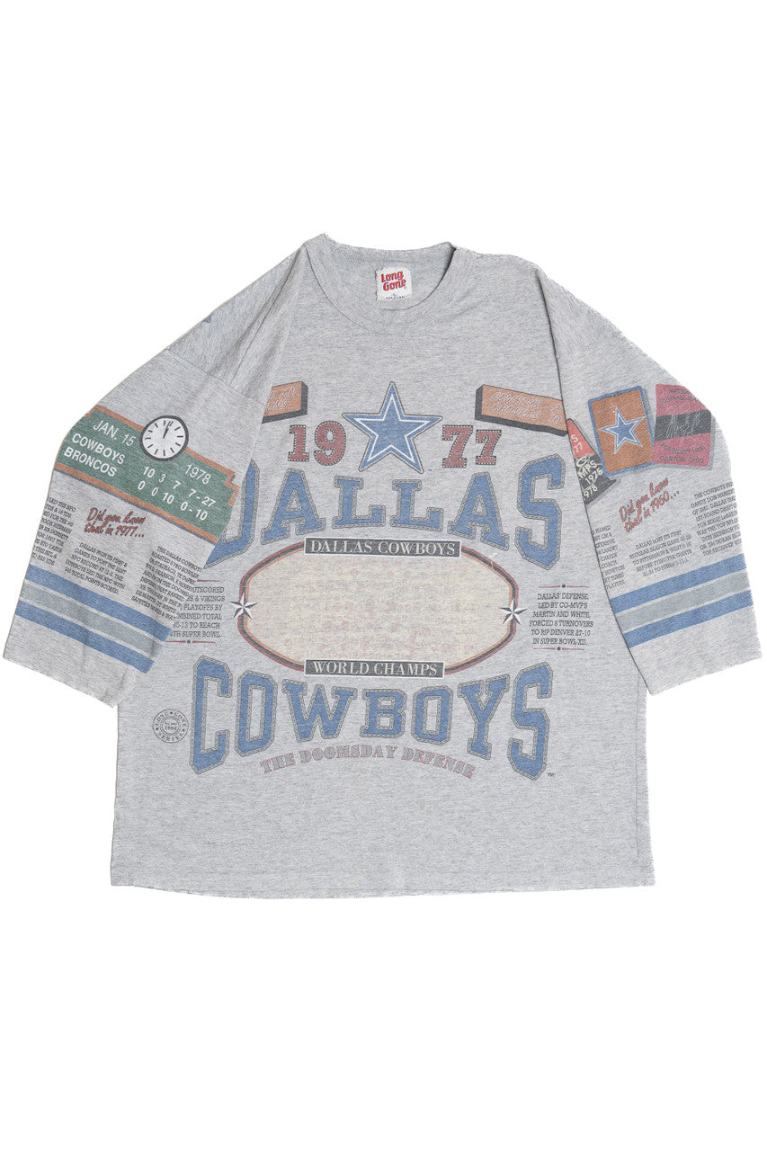 Vintage Dallas Cowboys Football History All Over Print Long Game T-Shirt