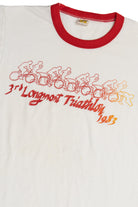 Vintage "3rd Longmont Triathlon 1983" Red Ringer T-Shirt (1980s)