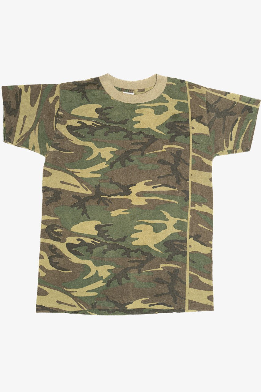 Vintage Camouflage Army Green Single Stitch T-Shirt (1980s)