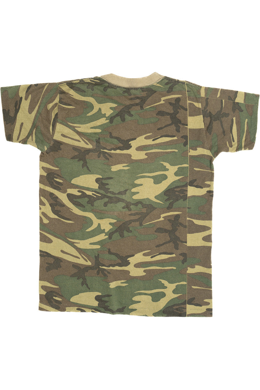 Vintage Camouflage Army Green Single Stitch T-Shirt (1980s)