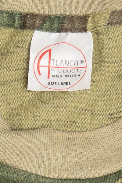 Vintage Camouflage Army Green Single Stitch T-Shirt (1980s)