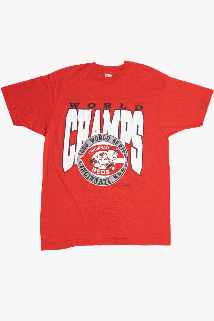 Vintage 1990 World Series Cincinnati Reds "World Champs" Paper Thin T-Shirt (1980s)