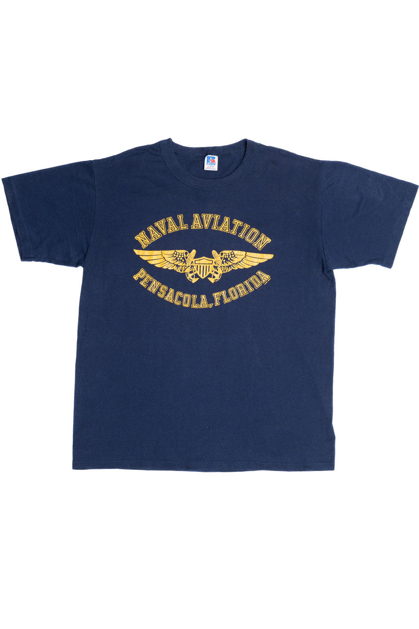Vintage "Naval Aviation Pensacola, Florida" Navy Single Stitch T-Shirt (1980s)