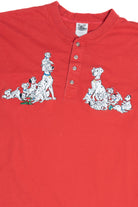 Vintage 101 Dalmatians Embroidered Long Sleeve Henley T-Shirt (1990s)