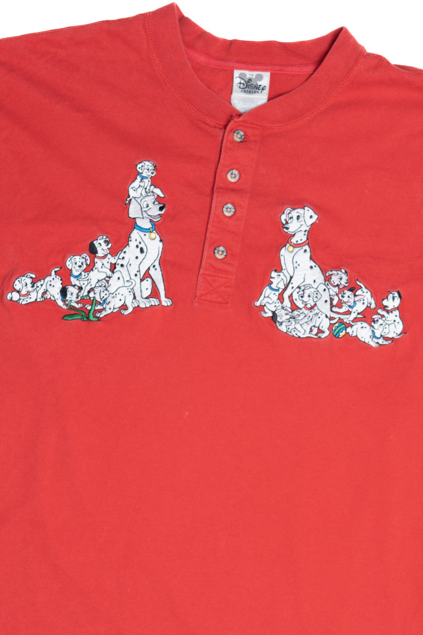 Vintage 101 Dalmatians Embroidered Long Sleeve Henley T-Shirt (1990s)