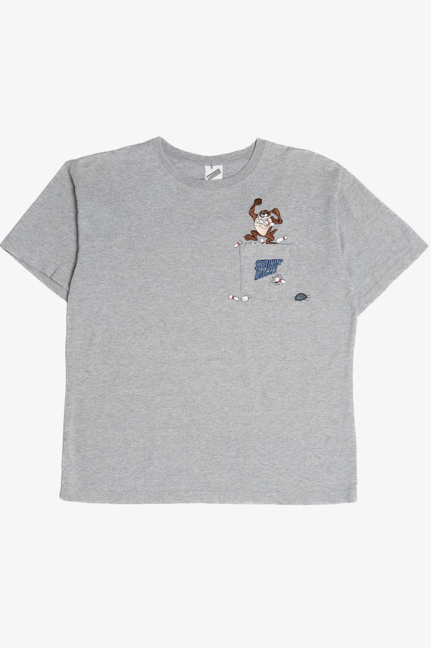 Vintage Taz Looney Tunes "Strikin' Back!" Embroidered Pocket T-Shirt (2000s)