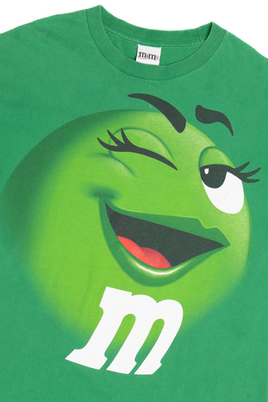 Vintage Winking Green M&M Big Face T-Shirt
