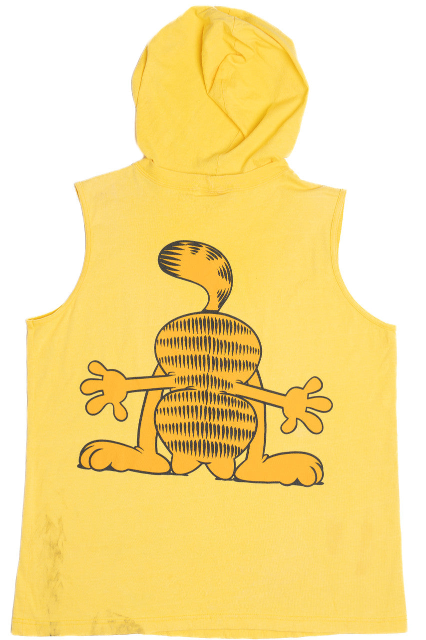 Vintage Upside Down "Garfield" Front/Back Print Hoodie T-Shirt