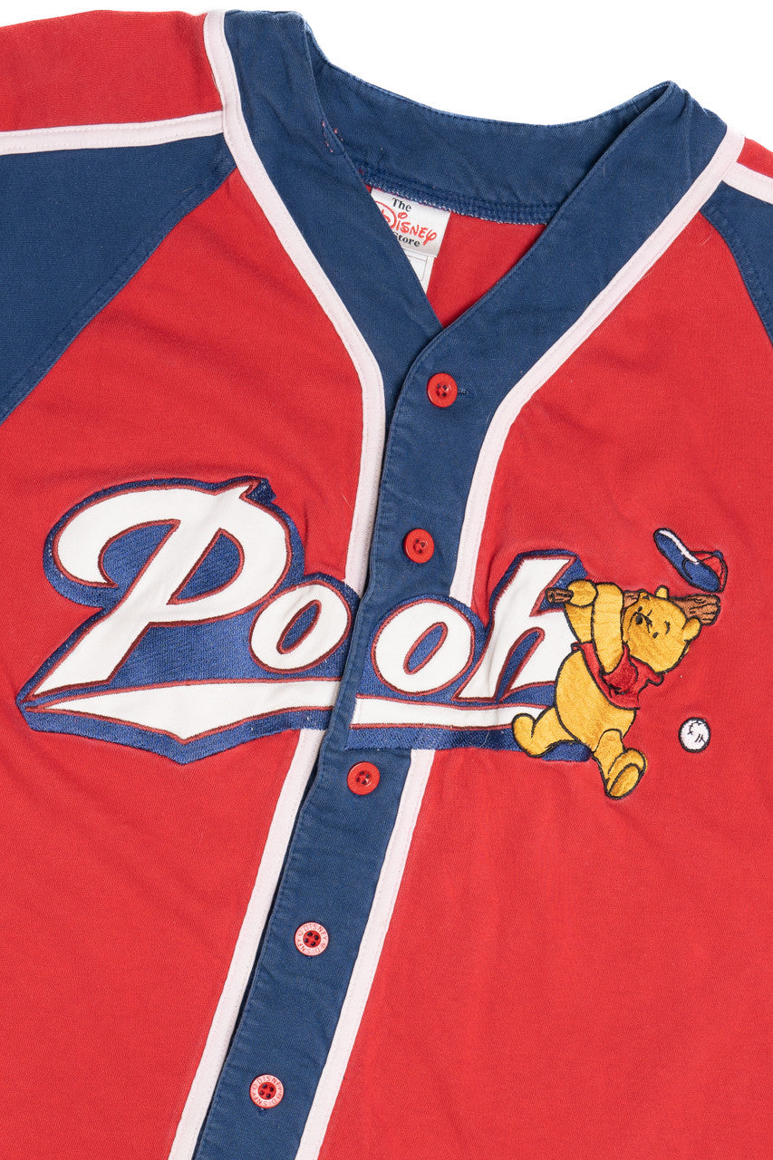 Vintage "Pooh" "Bee Stompers Baseball" Button Up Disney Store T-Shirt
