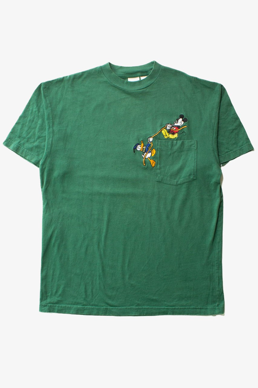 Vintage Embroidered Mickey & Donald Climbing Pocket T-Shirt (1990s)