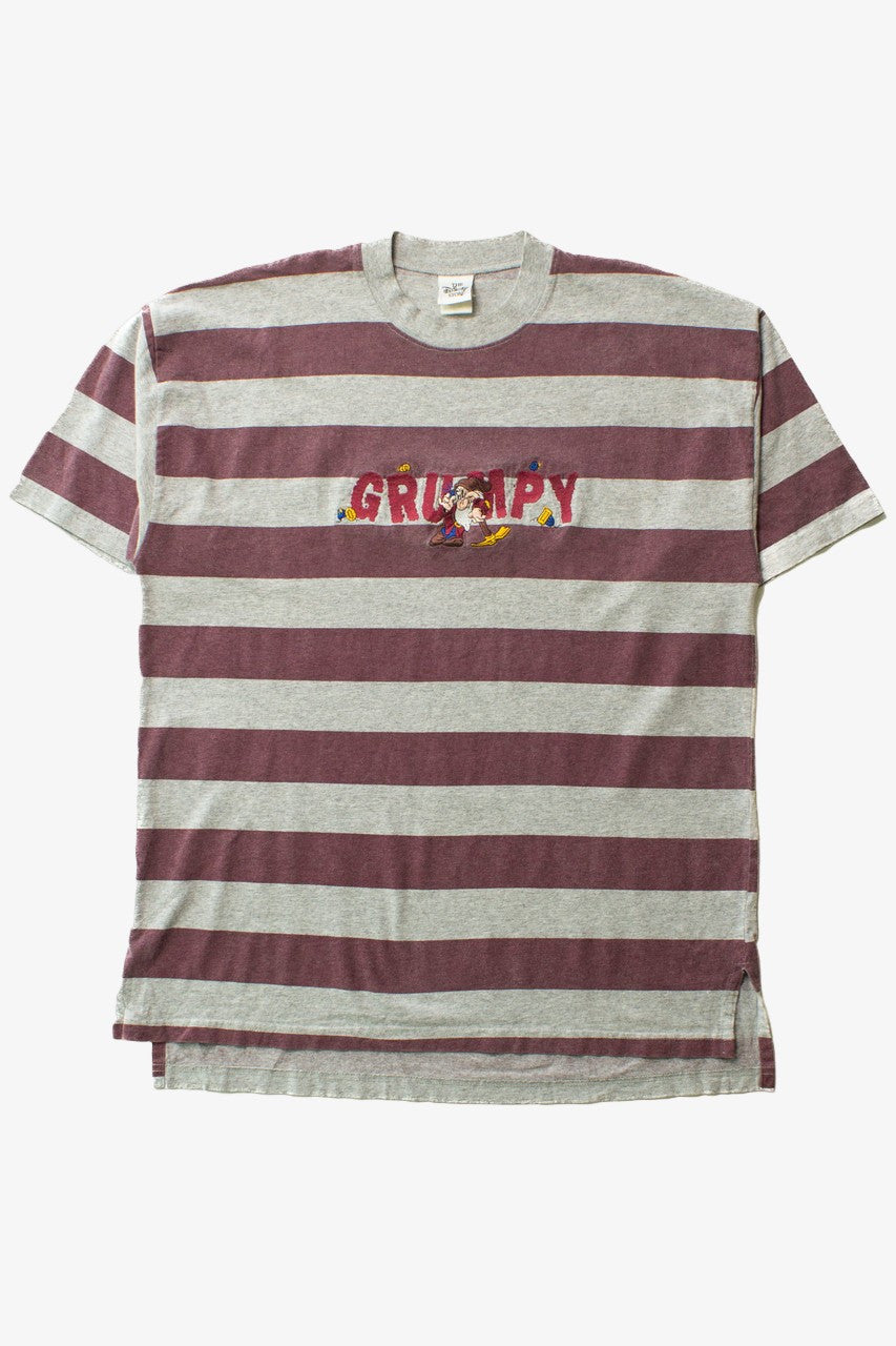 Vintage Striped Embroidered Grumpy Dwarf T-Shirt (1990s)