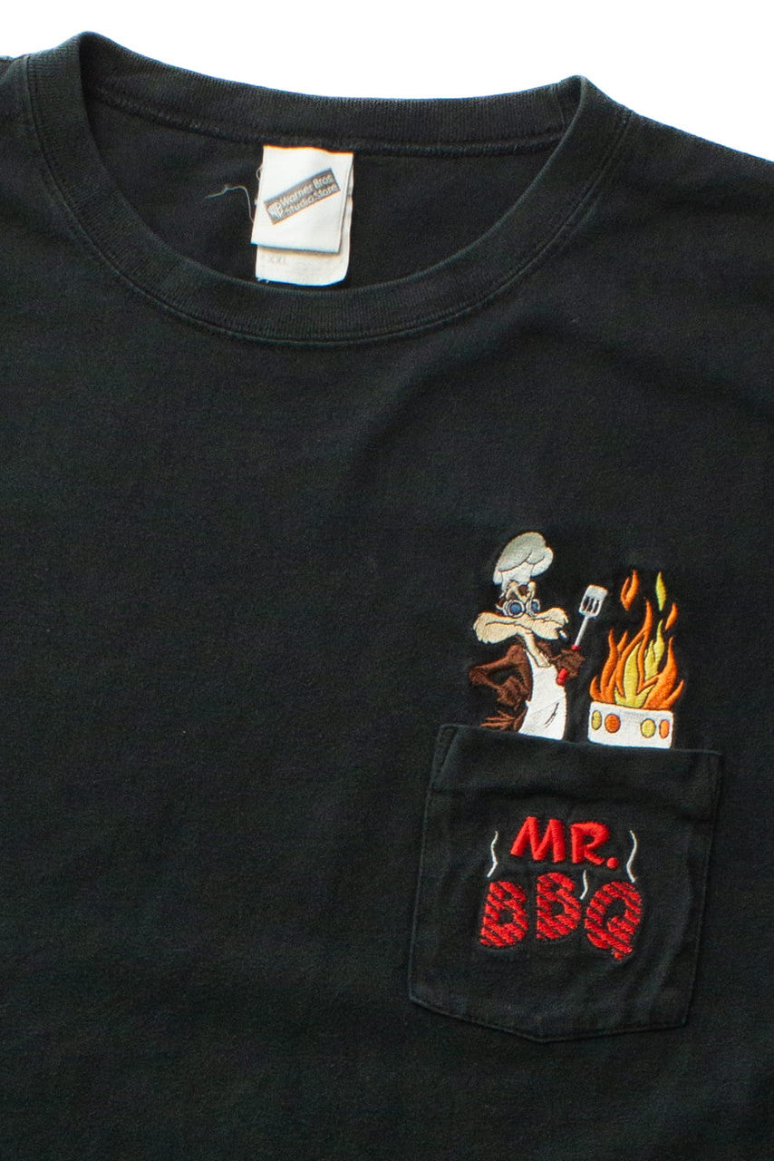 Vintage Wile E. Coyote Mr. BBQ Embroidered Pocket T-Shirt (2000)