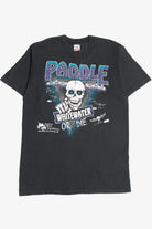 Vintage "Paddle Whitewater Or Die" Skull Single Stitch T-Shirt (1990s)