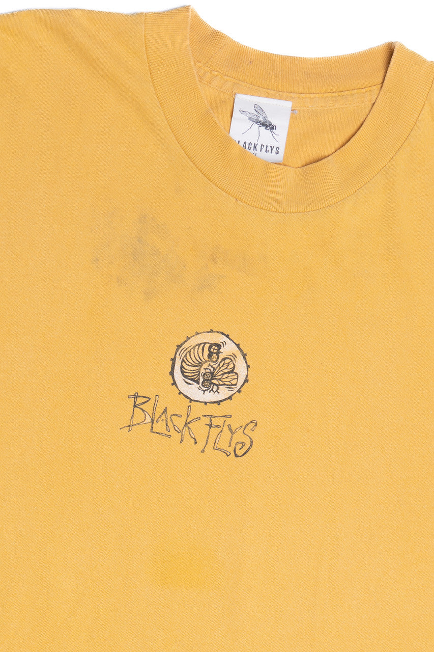 Vintage Distressed Black Flys Skate Eyewear Single Stitch T-Shirt (1990s)