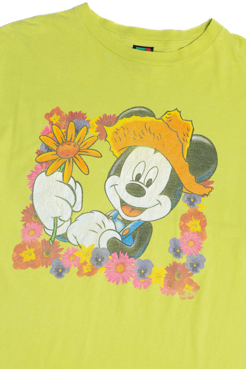 Vintage Mickey Mouse With Flowers And Straw Hat Mickey Unlimited T-Shirt (1990s)